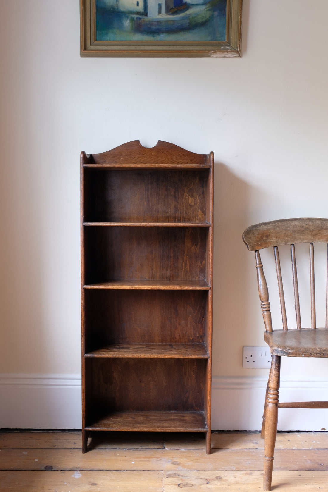 Waring and Gillow English Oak Gallery Top Bookcase Dated 1932
