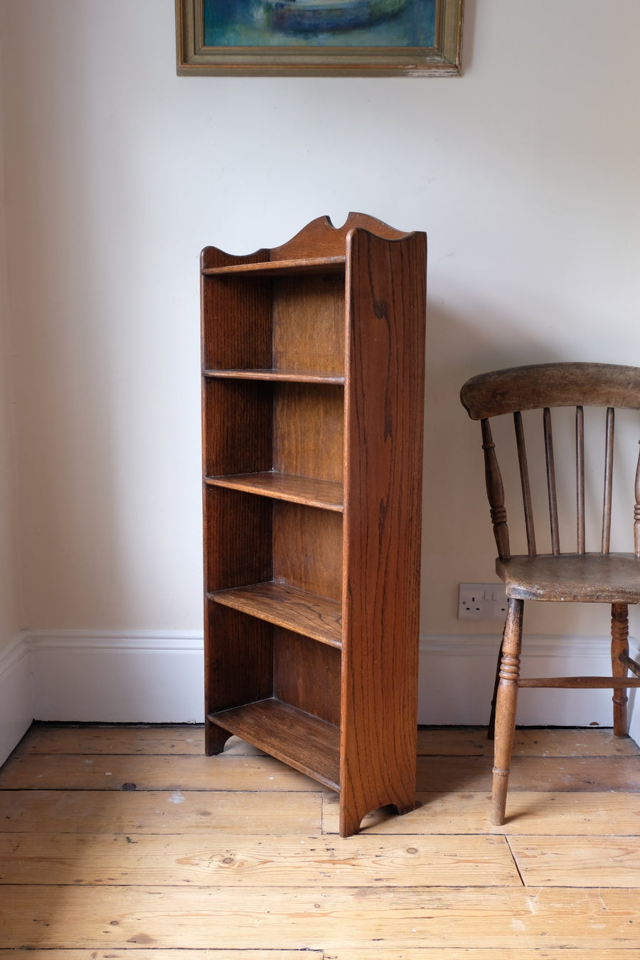 Waring and Gillow English Oak Gallery Top Bookcase Dated 1932