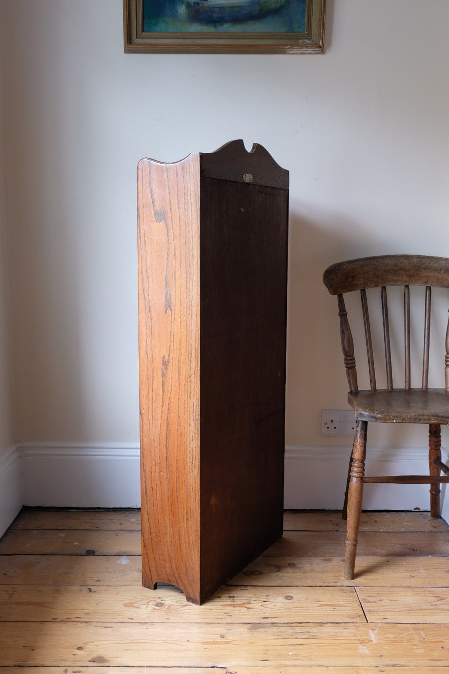 Waring and Gillow English Oak Gallery Top Bookcase Dated 1932