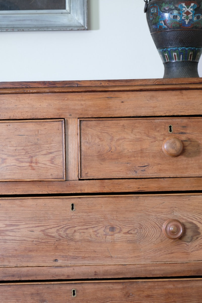 19th Century Pitch Pine Chest Of Drawers