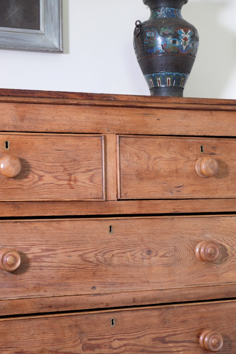 19th Century Pitch Pine Chest Of Drawers