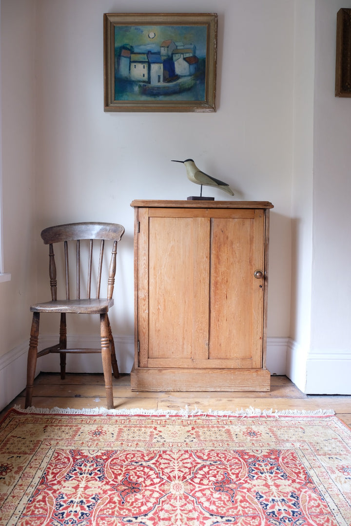 Victorian shallow pine storage cupboard front view