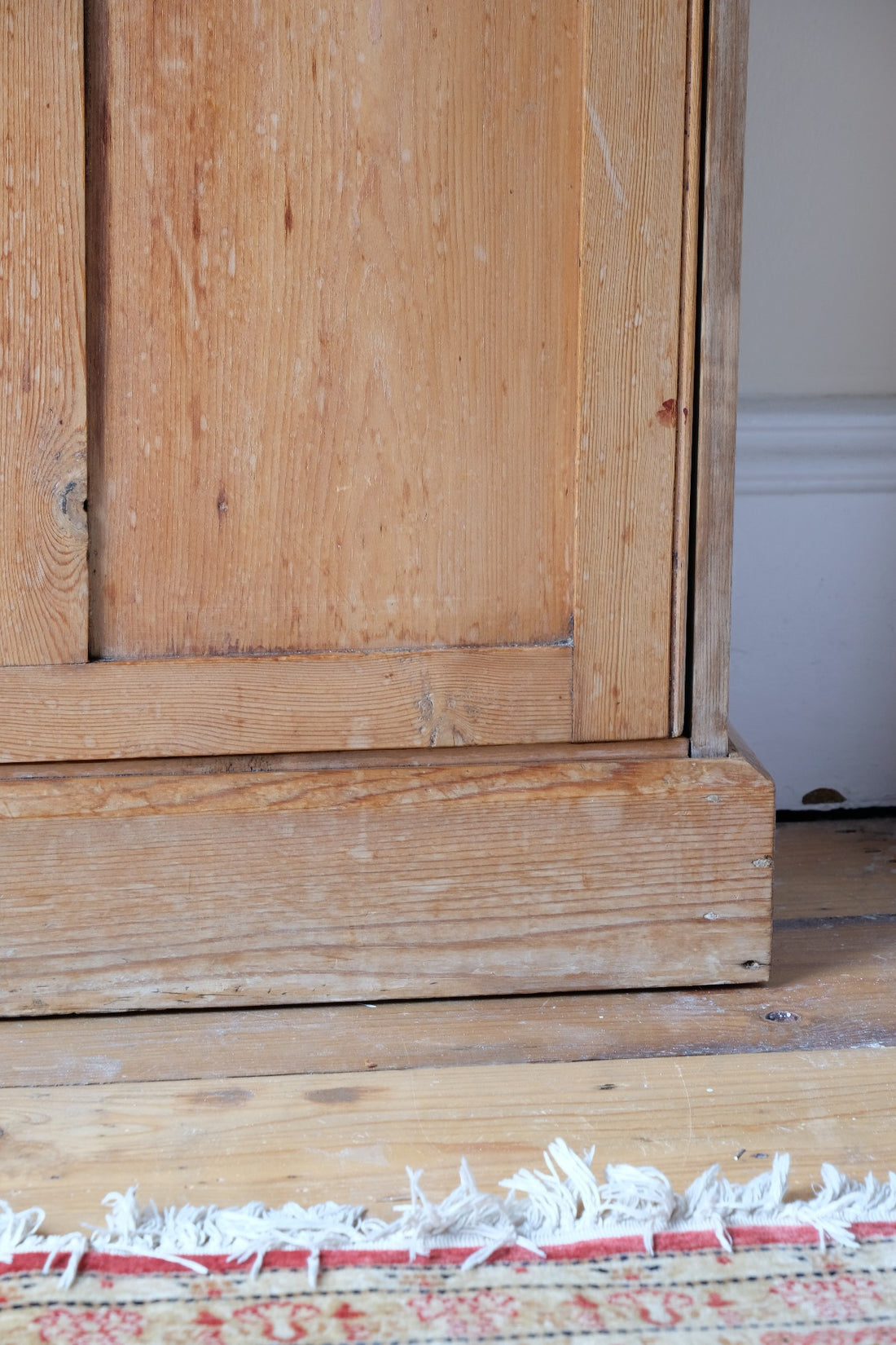 Victorian shallow pine storage cupboard front view