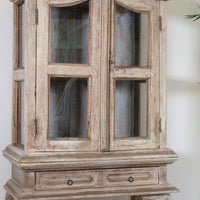 Painted Glass Cabinet On Stand with Single Drawer