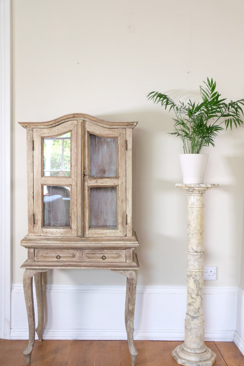 Painted Glass Cabinet On Stand with Single Drawer