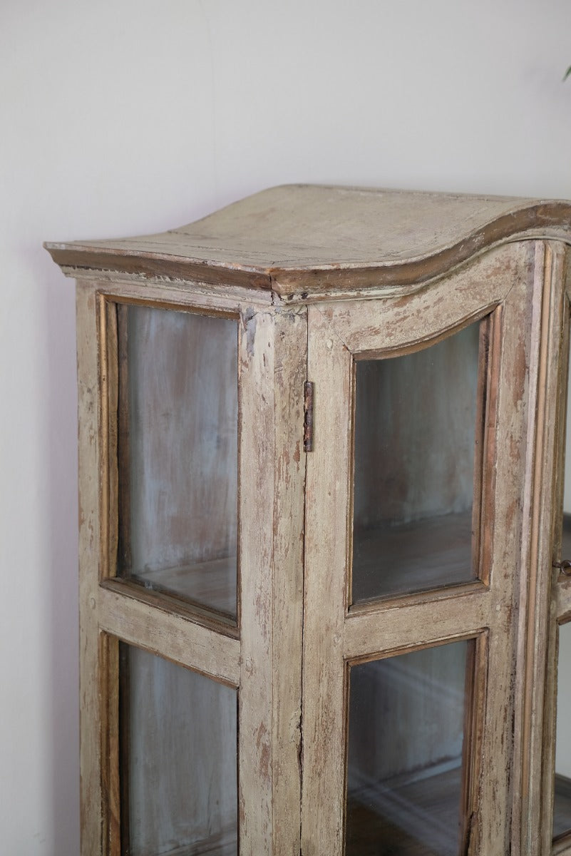 Painted Glass Cabinet On Stand with Single Drawer