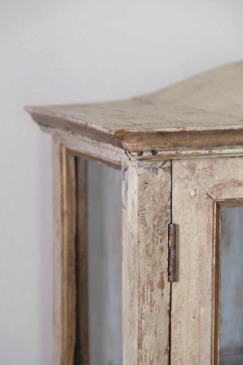 Painted Glass Cabinet On Stand with Single Drawer