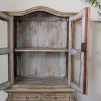 Painted Glass Cabinet On Stand with Single Drawer