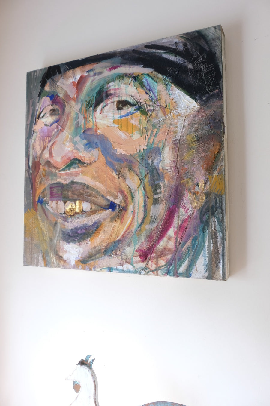 Man with Gold Tooth – Neo-Expressionism Oil Portrait by Sandra Shashou, 2005