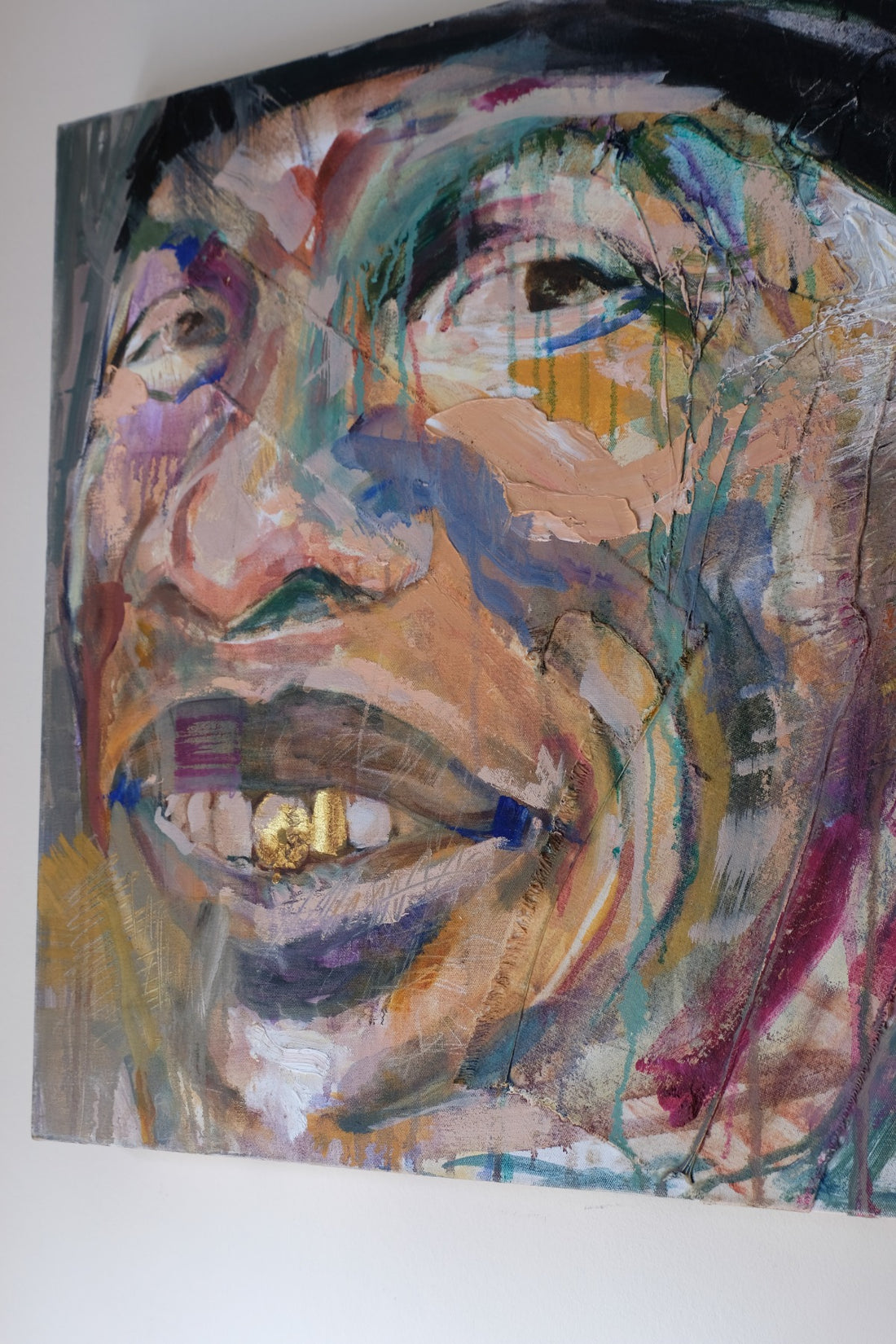 Man with Gold Tooth – Neo-Expressionism Oil Portrait by Sandra Shashou, 2005
