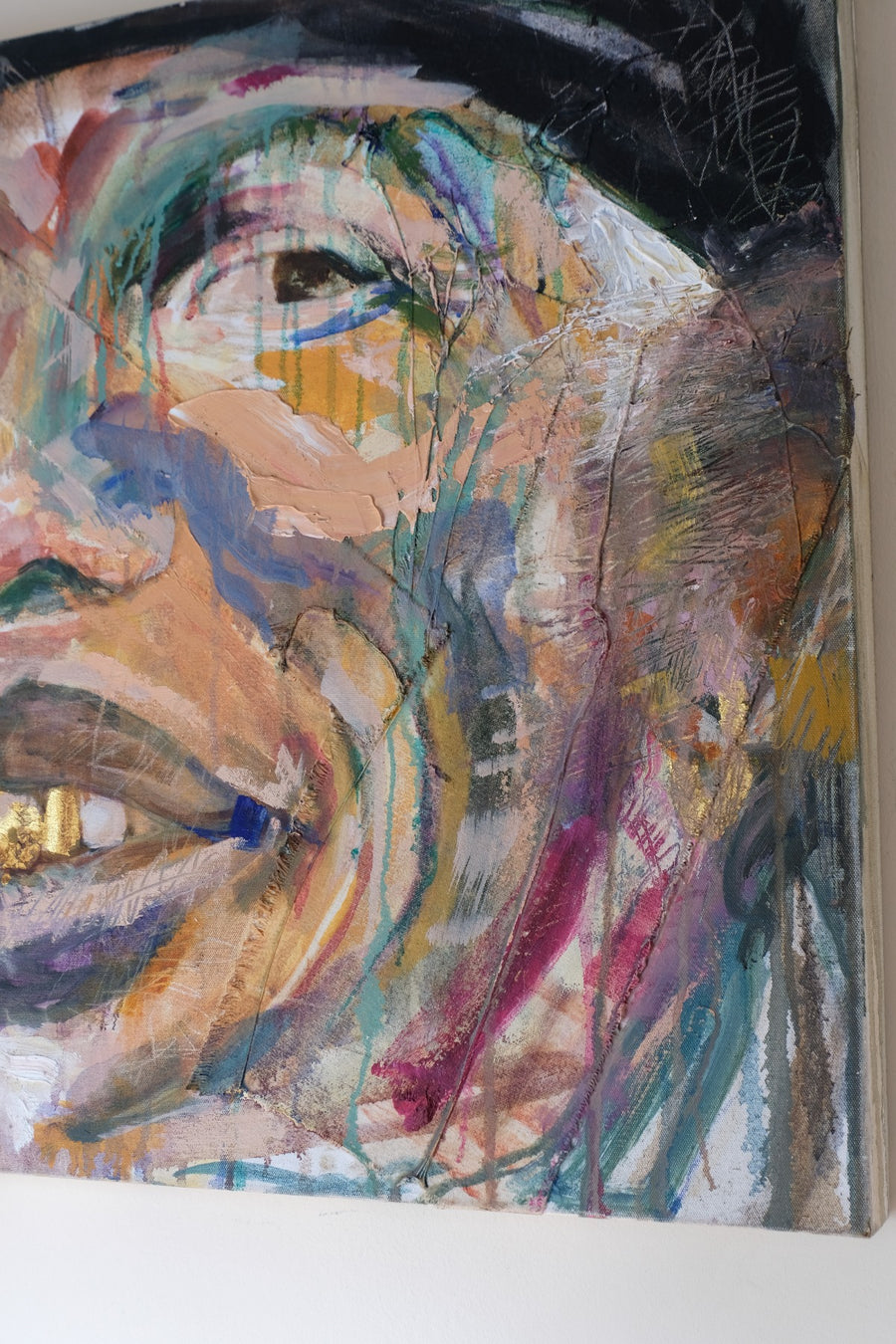 Man with Gold Tooth – Neo-Expressionism Oil Portrait by Sandra Shashou, 2005