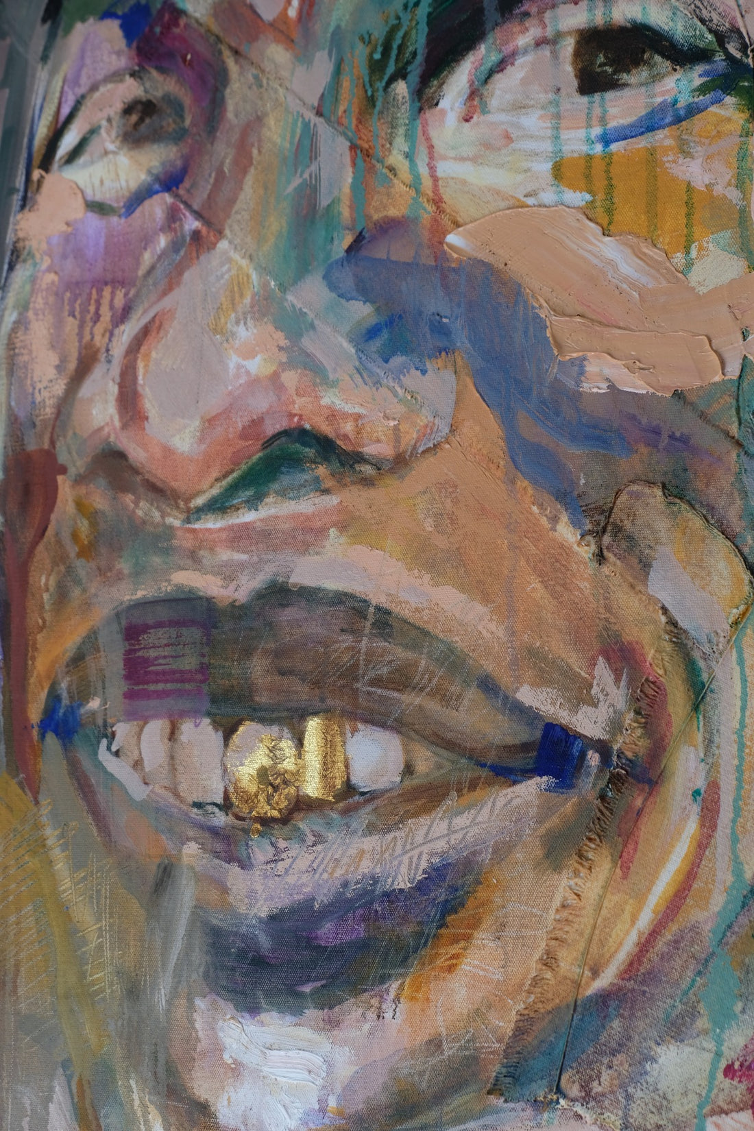 Man with Gold Tooth – Neo-Expressionism Oil Portrait by Sandra Shashou, 2005