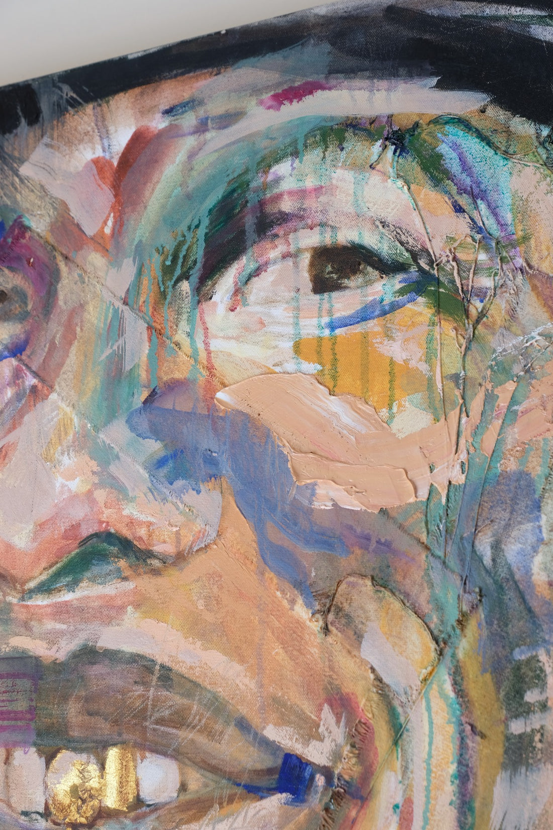 Man with Gold Tooth – Neo-Expressionism Oil Portrait by Sandra Shashou, 2005