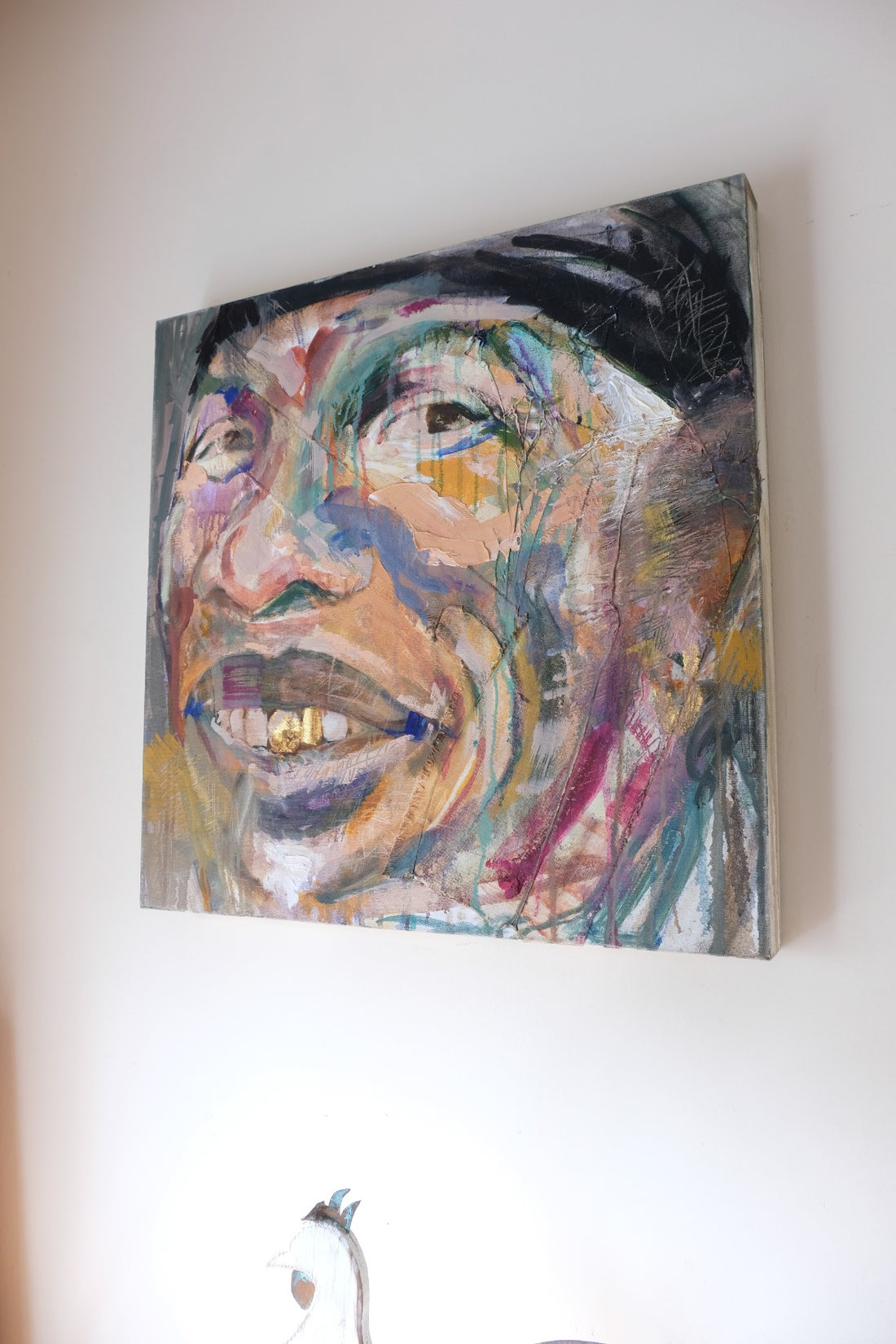 Man with Gold Tooth – Neo-Expressionism Oil Portrait by Sandra Shashou, 2005