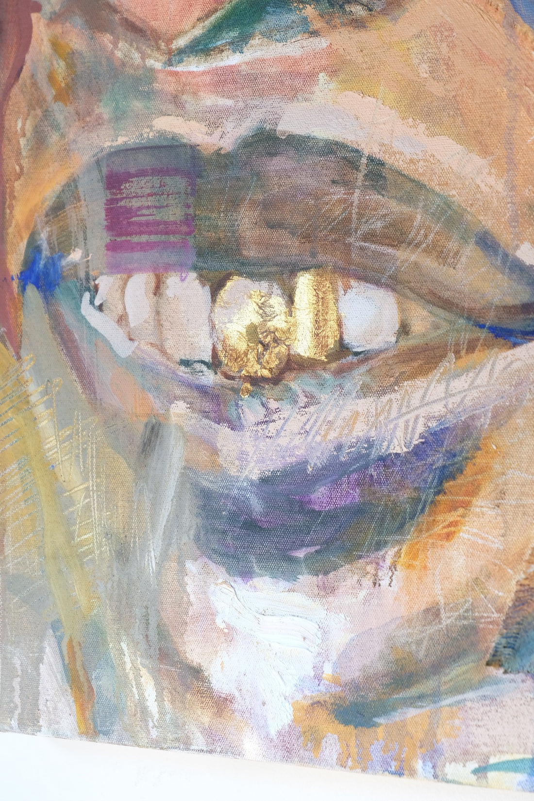 Man with Gold Tooth – Neo-Expressionism Oil Portrait by Sandra Shashou, 2005