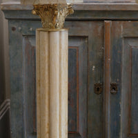 Pair Of Flute Marble Pedestal Stands With Cast Brass Tops 1001847