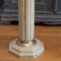 Pair Of Flute Marble Pedestal Stands With Cast Brass Tops 1001847