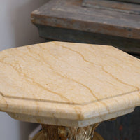 Pair Of Flute Marble Pedestal Stands With Cast Brass Tops 1001847