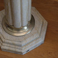 Pair Of Flute Marble Pedestal Stands With Cast Brass Tops 1001847