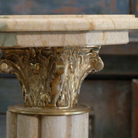 Pair Of Flute Marble Pedestal Stands With Cast Brass Tops 1001847