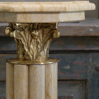 Pair Of Flute Marble Pedestal Stands With Cast Brass Tops 1001847