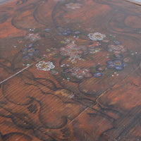 Hand-Painted Folk Art Coffer Chest with Floral Motifs
