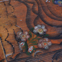 Hand-Painted Folk Art Coffer Chest with Floral Motifs