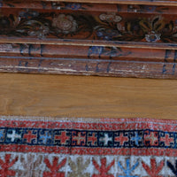 Hand-Painted Folk Art Coffer Chest with Floral Motifs