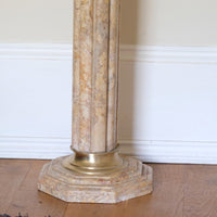 Pair Of Flute Marble Pedestal Stands With Cast Brass Tops 1001848