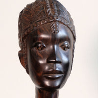 Carved Ebony Female Bust Sculpture Roland Ogiamien 1980 African Art