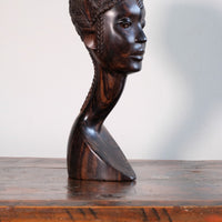 Carved Ebony Female Bust Sculpture Roland Ogiamien 1980 African Art