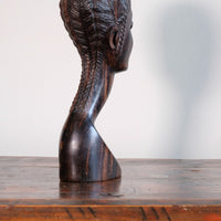 Carved Ebony Female Bust Sculpture Roland Ogiamien 1980 African Art
