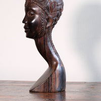Carved Ebony Female Bust Sculpture Roland Ogiamien 1980 African Art