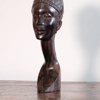 Carved Ebony Female Bust Sculpture Roland Ogiamien 1980 African Art