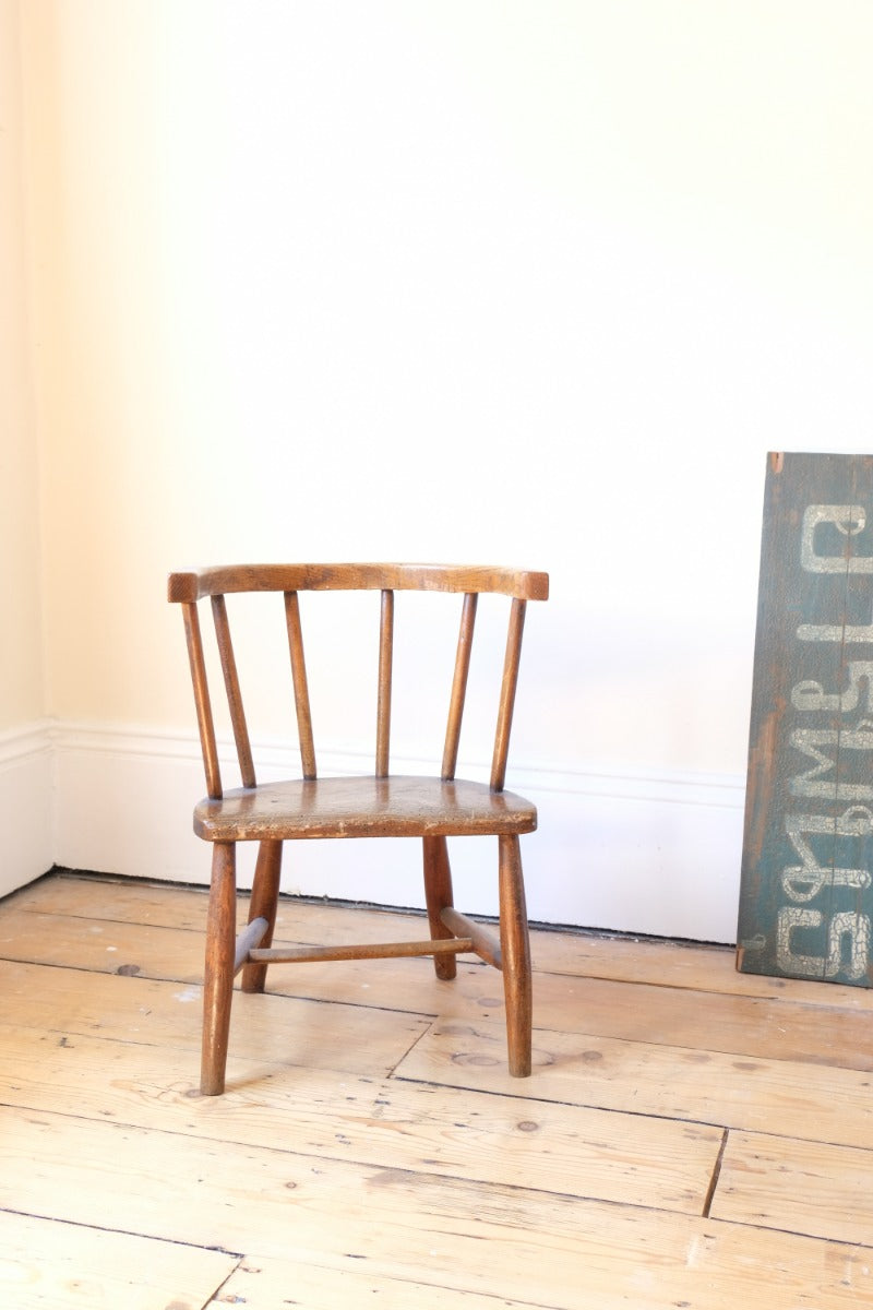 19th Century Bow Back Childs Stick Back Chair Elm & Beech