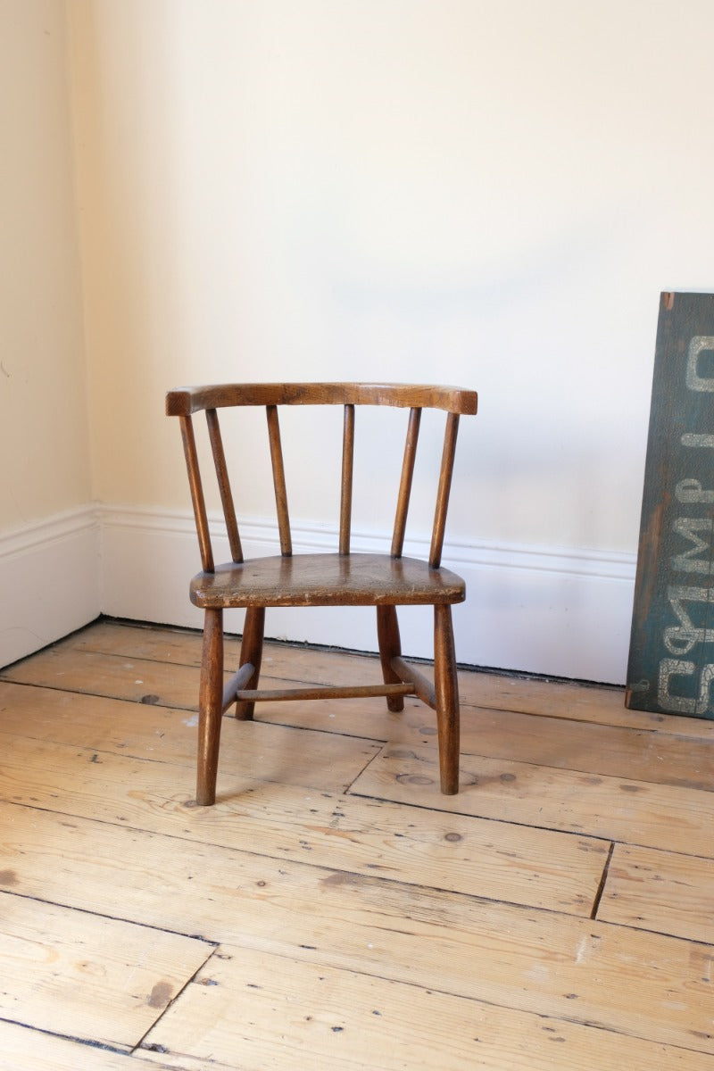 19th Century Bow Back Childs Stick Back Chair Elm & Beech