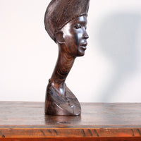 Carved Ebony Male Bust Sculpture Roland Ogiamien 1980 African Art