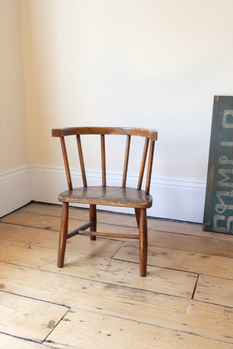 19th Century Bow Back Childs Stick Back Chair Elm & Beech