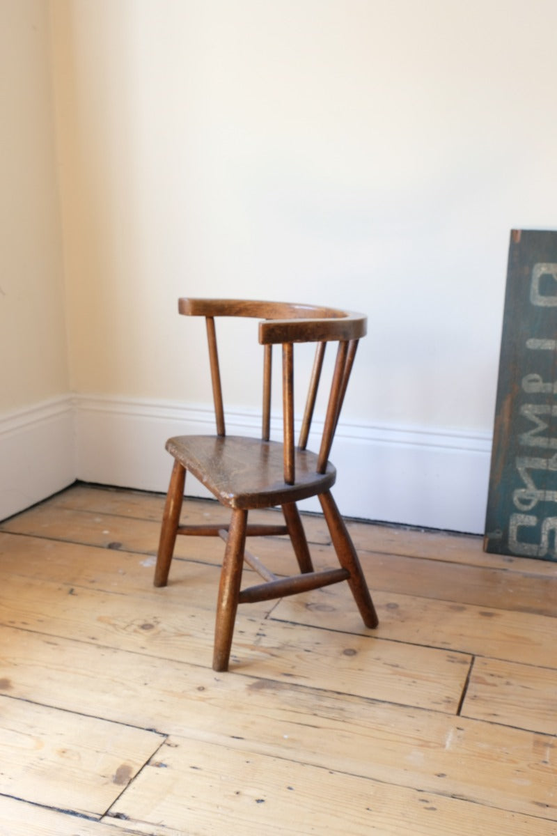 19th Century Bow Back Childs Stick Back Chair Elm & Beech