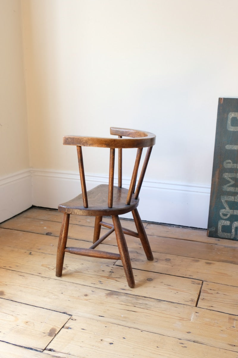 19th Century Bow Back Childs Stick Back Chair Elm & Beech