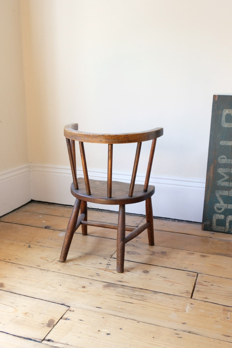 19th Century Bow Back Childs Stick Back Chair Elm & Beech