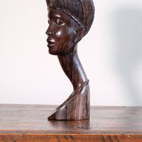 Carved Ebony Male Bust Sculpture Roland Ogiamien 1980 African Art