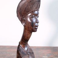 Carved Ebony Male Bust Sculpture Roland Ogiamien 1980 African Art