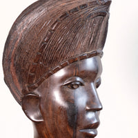 Carved Ebony Male Bust Sculpture Roland Ogiamien 1980 African Art