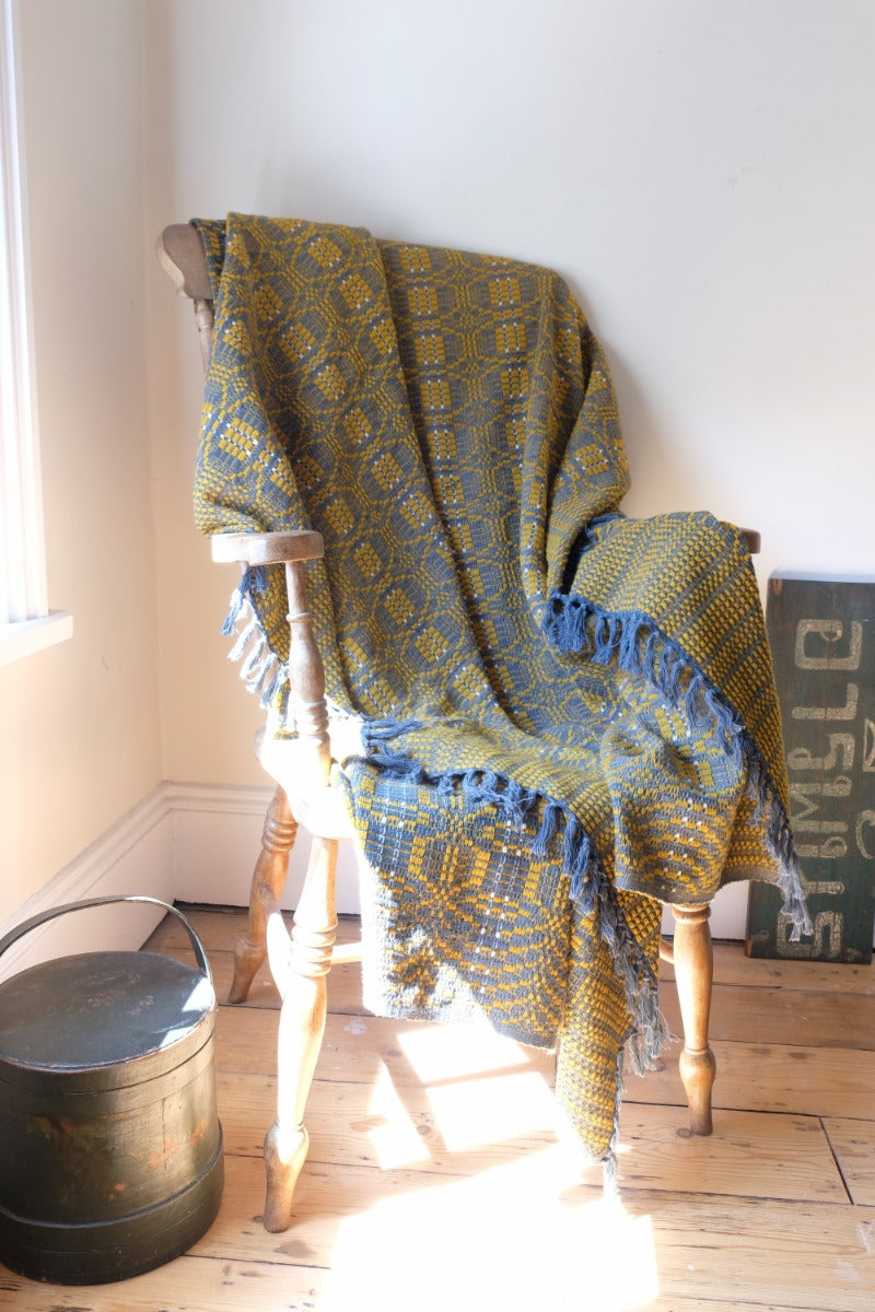 Vintage Woollen Blanket Amber & Grey Circa 1950s