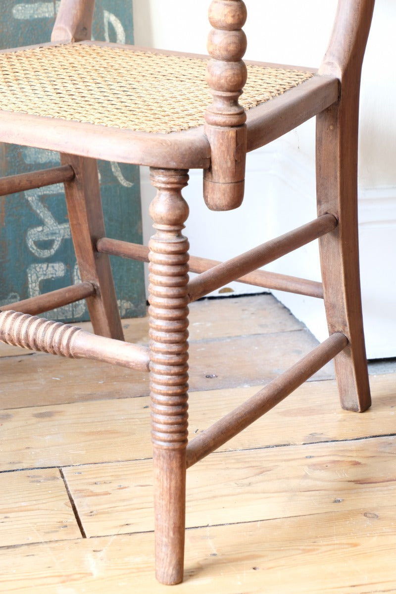 Pair Regency Armchairs With Brass Inlay & Cane Seats