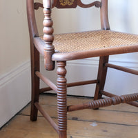 Pair Regency Armchairs With Brass Inlay & Cane Seats