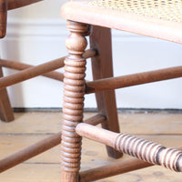 Pair Regency Armchairs With Brass Inlay & Cane Seats