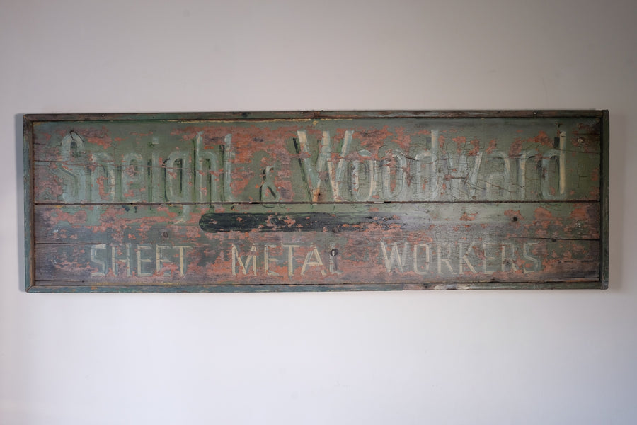 Vintage Mid-Century Hand-Painted Advertising Sign – Rare Distressed Original