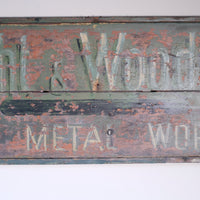 Vintage Mid-Century Hand-Painted Advertising Sign – Rare Distressed Original
